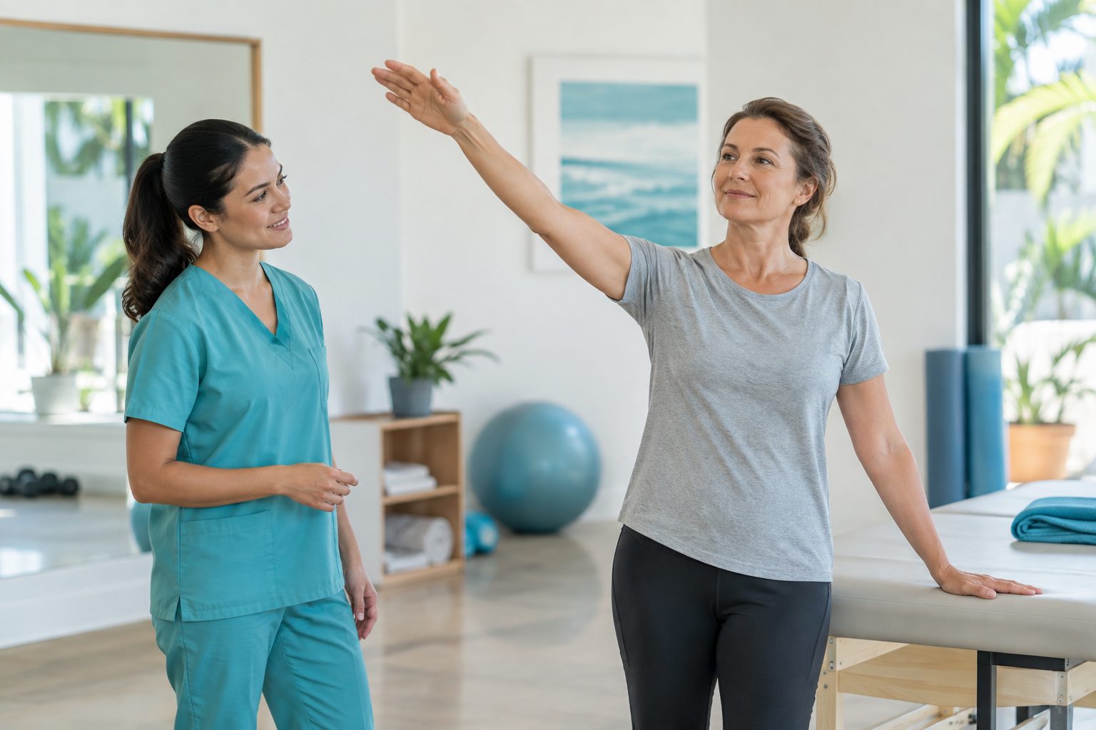 A supervised shoulder rehabilitation session